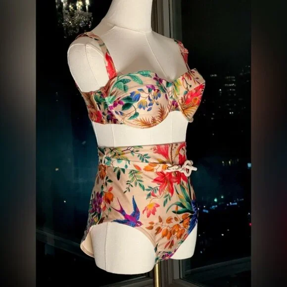 🆕 ZIMMERMANN 🧿NWOT Tropicana Balconette Bikini Top, High Cut Bottom Sz 4 US10 - Picture 9 of 16